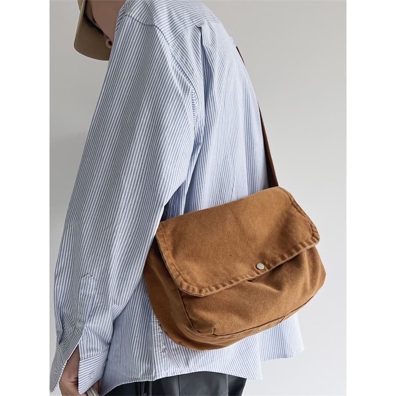 Novo estilo coreano saco do mensageiro japonês Casual Retro bolsa de ombro simples cor sólida saco do mensageiro feminin