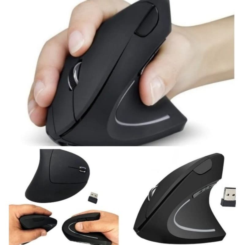 Mouse Vertical Ergonômico Sem Fio USB Silencioso Gamer