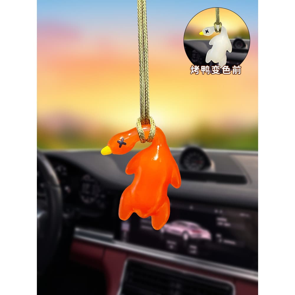 Genuíno mudança de cor pato assado carro espelho retrovisor pingente reunião luz raio ultravioleta mudança de cor divers