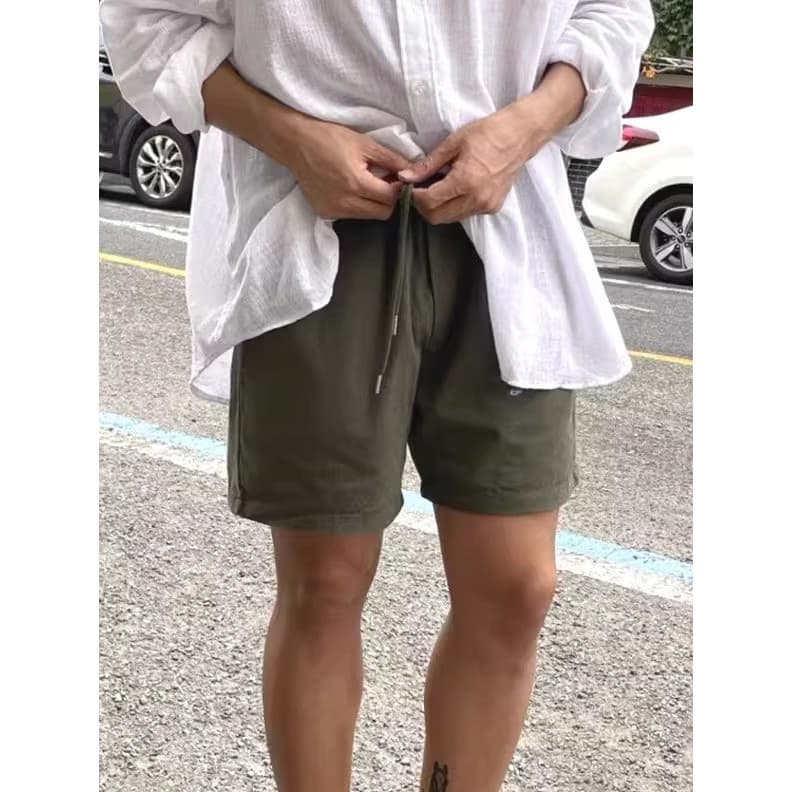 Estilo preguiçoso algodão linho Shorts masculino esportes ao ar livre solto calças de cinco pontos linho respirável Casu