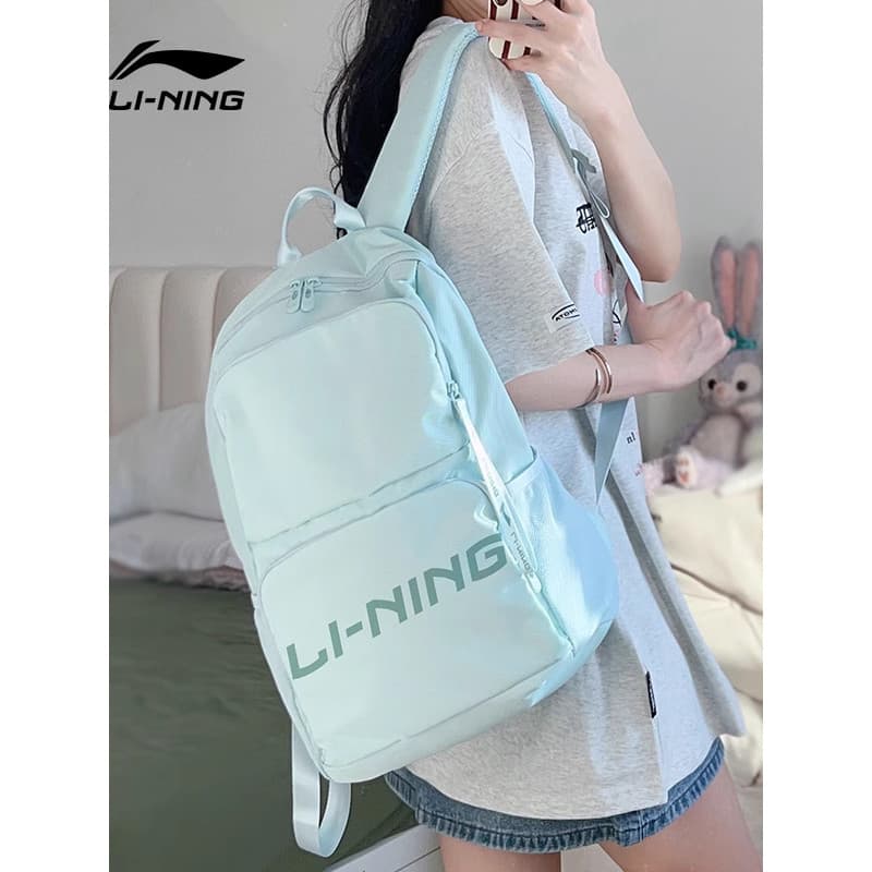 Li Ning Mochila Feminina de Grande Capacidade Junior High School Estudantes Universitários Novo Estilo Mochila Outdoor C