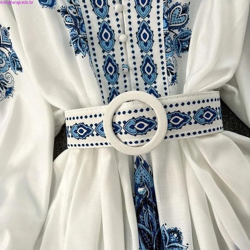 (Trendy)  Vestido Boho Vestido Geométrico Com Estampa Tribal Para Mulheres LNL60113