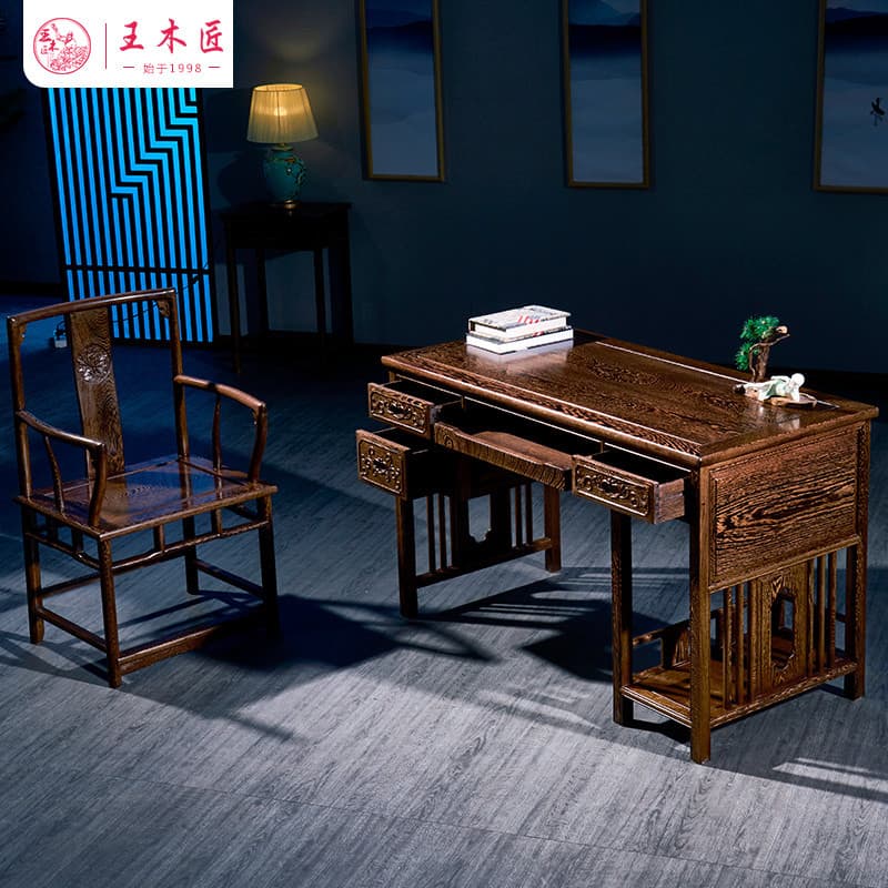 Wang carpinteiro Wenge mesa de computador mesa de mesa doméstica tudo-em-um máquina de madeira maciça mogno mesa de comp