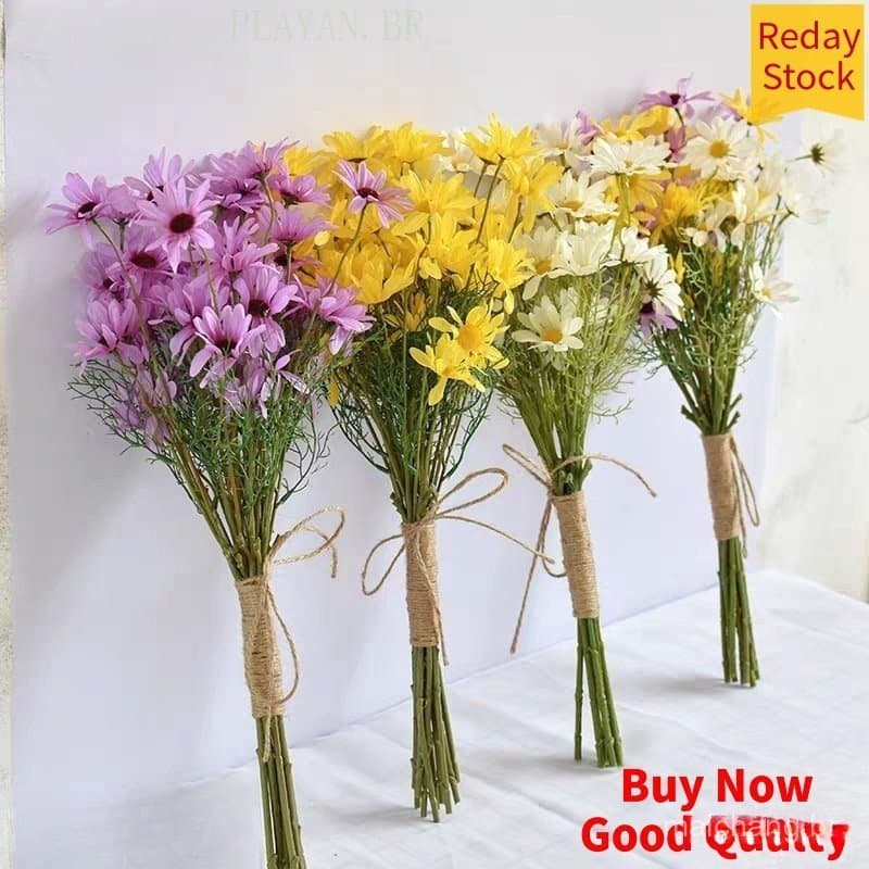 Flores Artificiais Margarida Camomila Cosmos Falsas Simulação Buquê De Plástico Casa Sala Estar Restaurante Decoração WM