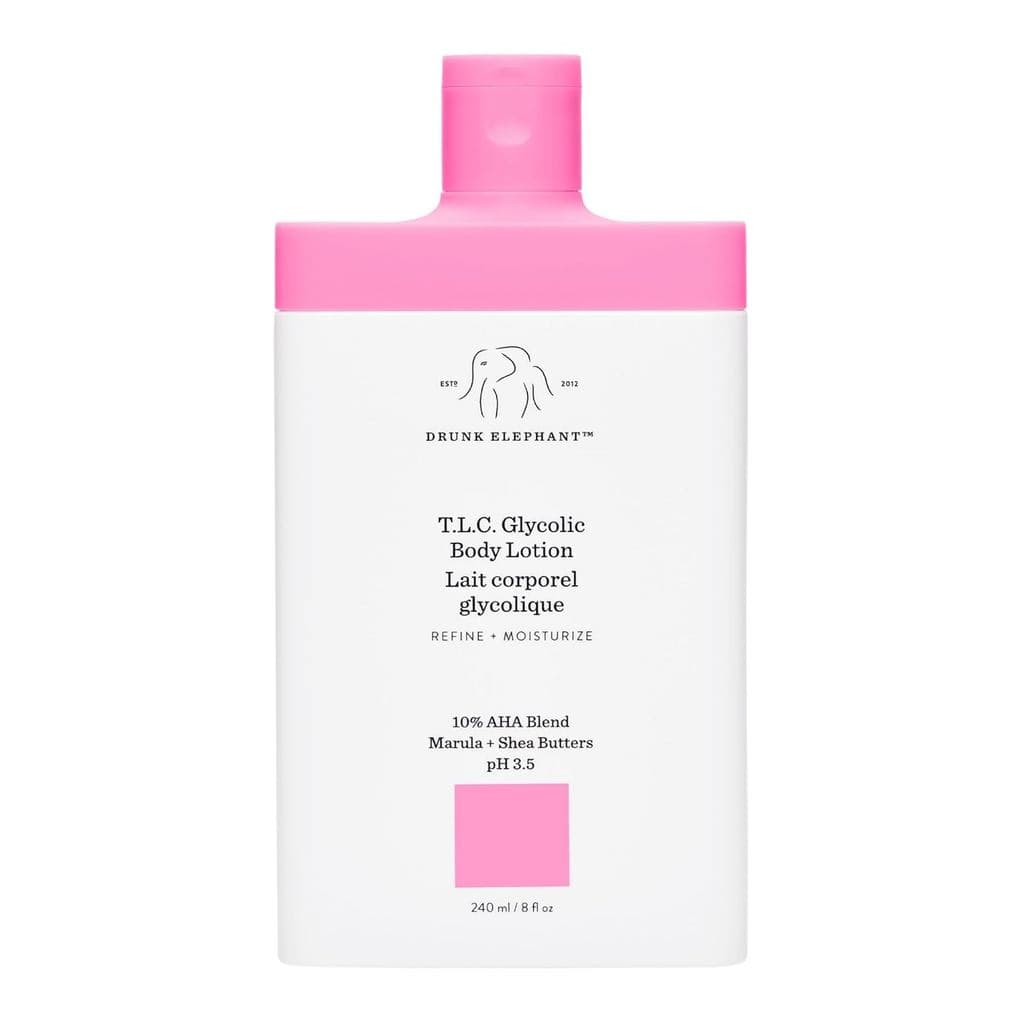Drunk Elephant T.L.C. Loção Corporal Glicólica - 240 ml/8 fl oz - Loção Leve com 10% de AHA Esfoliante - Cuidados com a