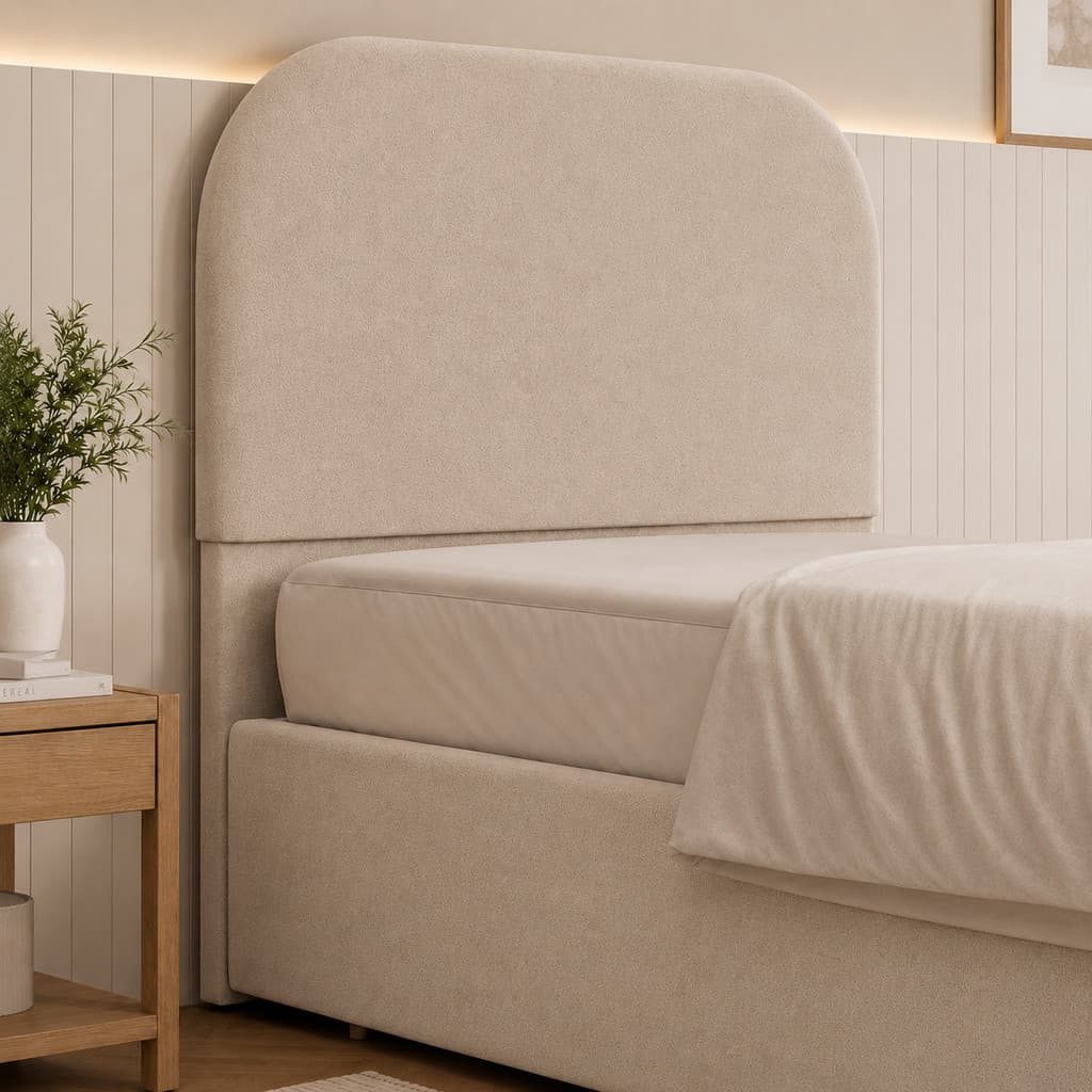 Cabeceira Estofada Orgânica Lanna 100cm Boucle Para Cama Box