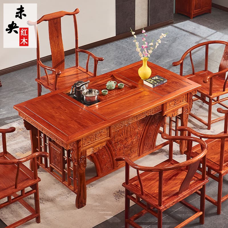 Mogno ouriço vermelho sândalo mesa de chá mesa de centro africano jacarandá Kung Fu mesa de chá madeira maciça cadeira c