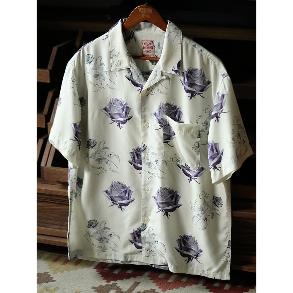 Tencel Outdoor Mountain Series Solto Gu Poison Scorpion Rose Lazy Hawaii Camisa de manga curta MBBCAR Estreito
