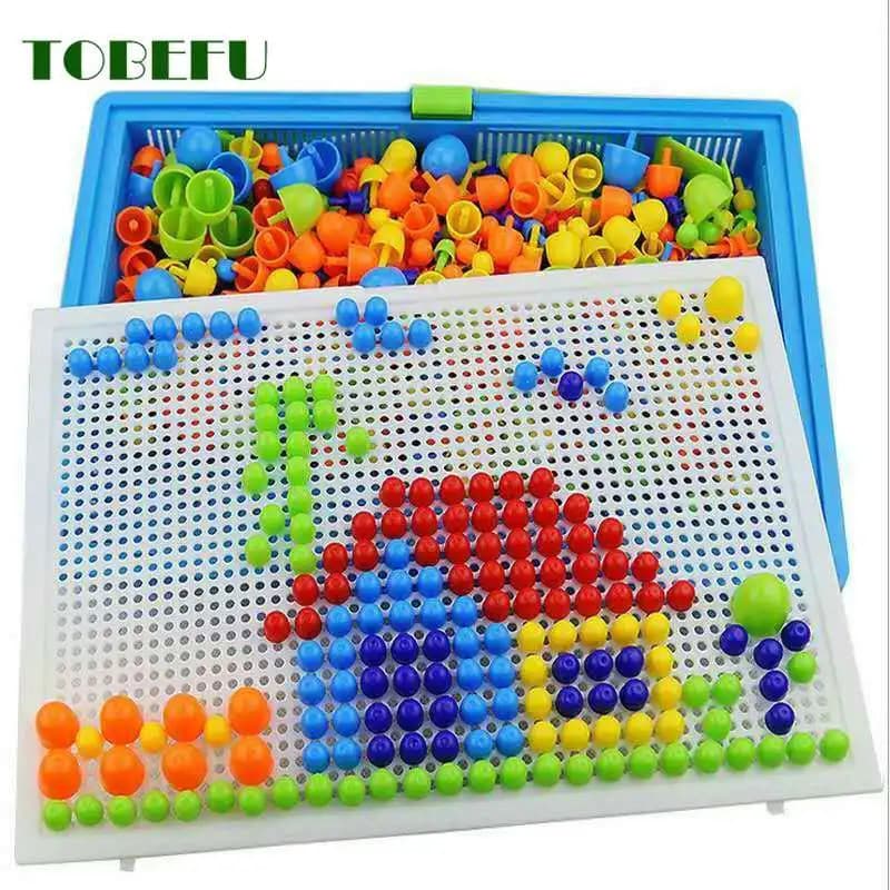 296 Peças/Set Box-Packed Grain Mushroom Nail Beads 3D Puzzle Jogos Jigsaw Board Crianças Brinquedos Educativos