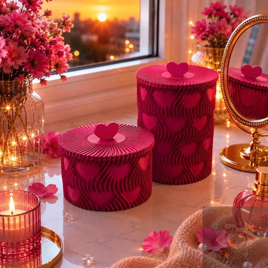 Kit 2 Caixas Organizadora Decorativa Coração | Porta Joias e Perfumes Luxo Rosa | Presente Romântico