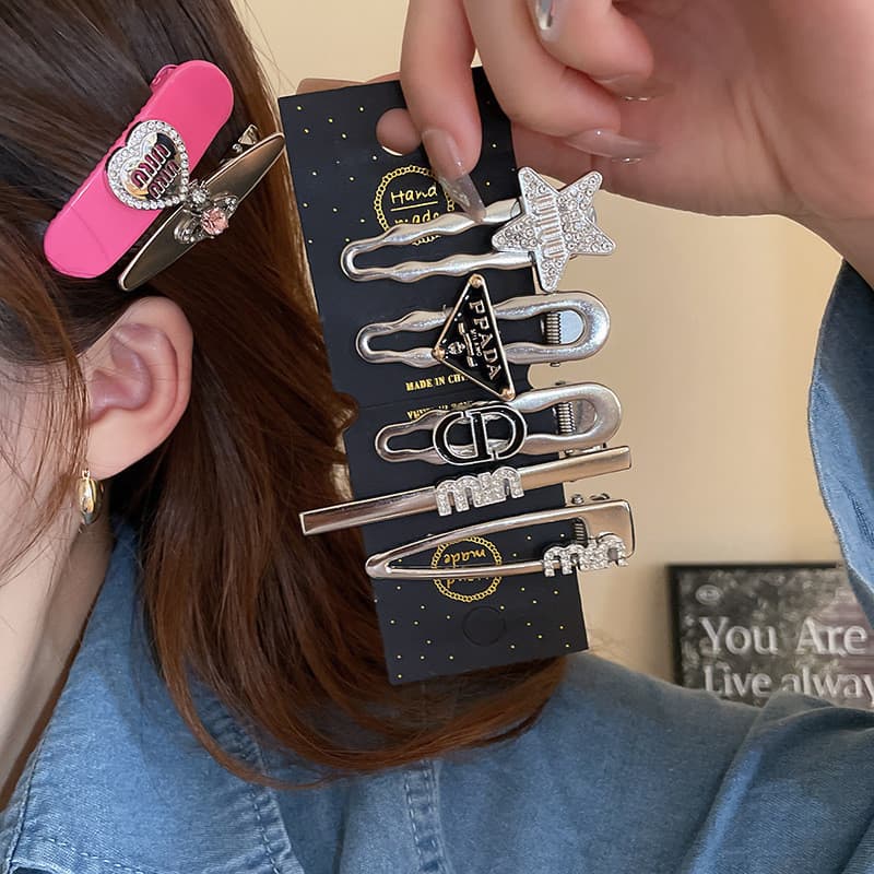Grampos De Cabelo Estrela Coreana , Alfinetes De Bico De Pato Com Letras De 5 Pontos Para Mulheres , Clipes Laterais Doc