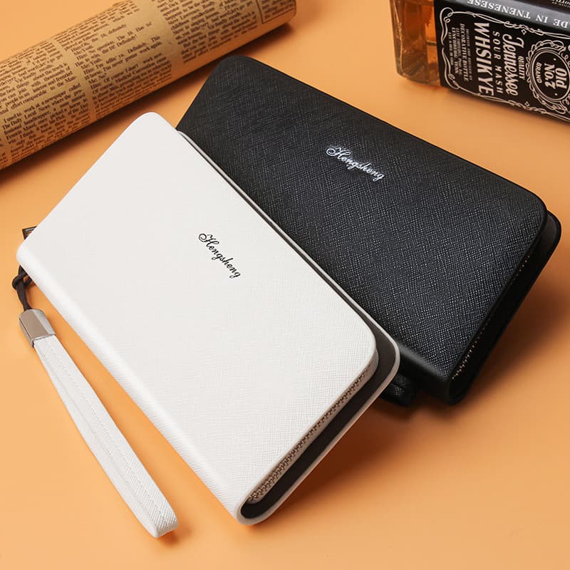 carteira masculina com ziper carteira masculina Carteira longa com zíper para homens jovens, multifuncional, porta-cartõ