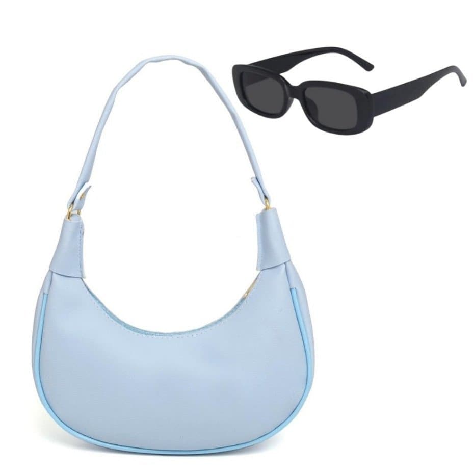 Bolsa + Óculos de Sol Moderno Meia Lua Chic Fechamento em Zíper