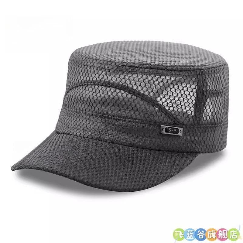 Verão novo estilo chapéu masculino chapéu de topo plano Casual ao ar livre guarda-sol chapéu de sol malha respirável cha