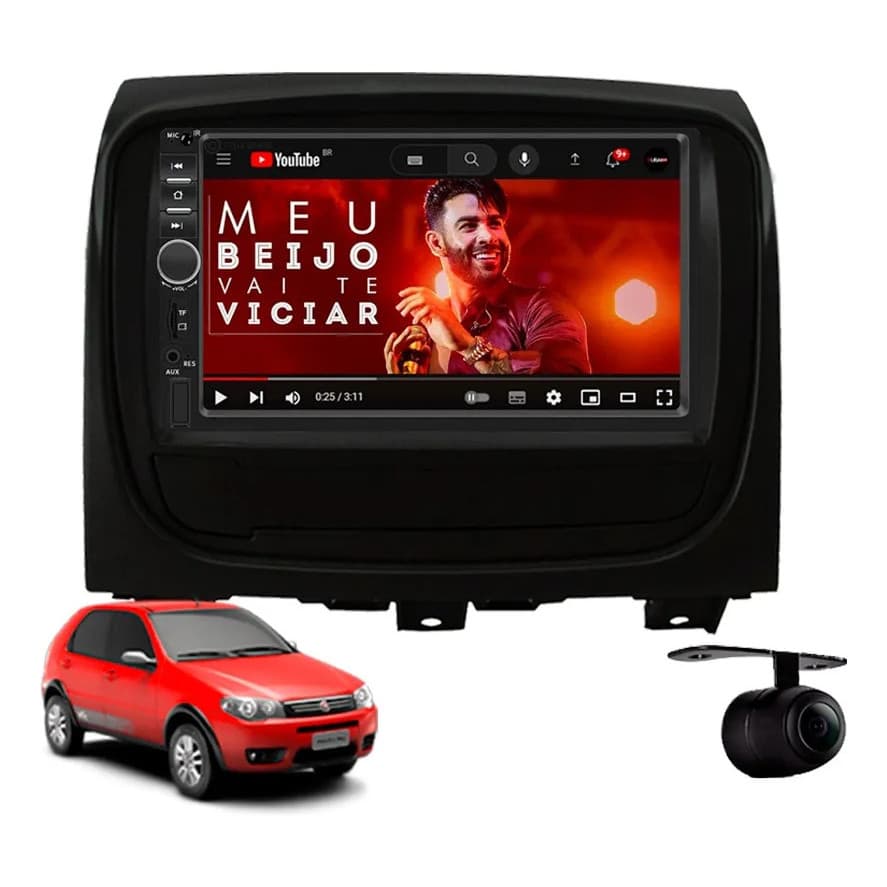 Central Multimídia Fiat Palio Economy Way Preto 2014 À 2018