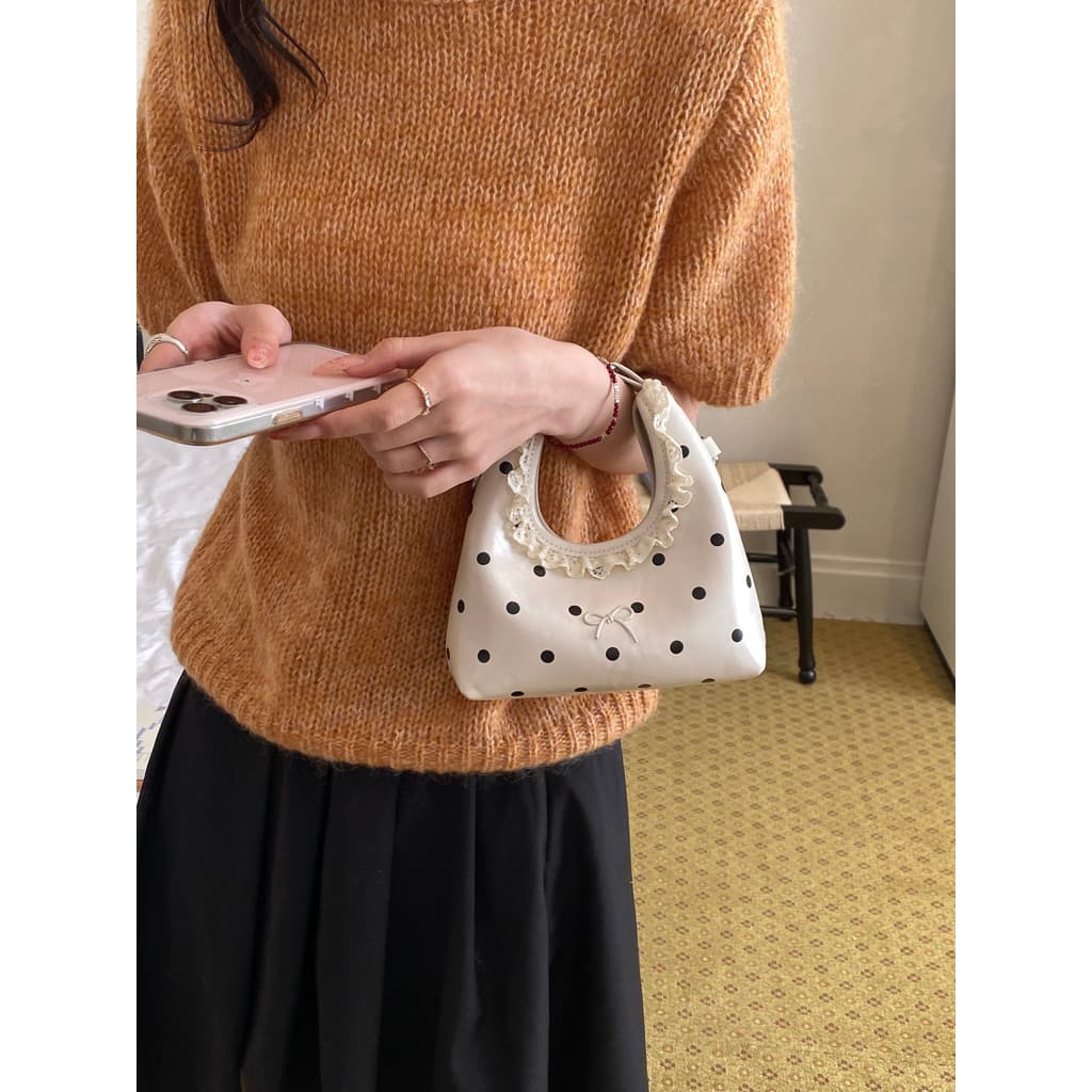 Requintado passeio pequeno saco bolsa feminina 2026 novo bonito bolinhas saco do mensageiro Mini arco bolinho saco
