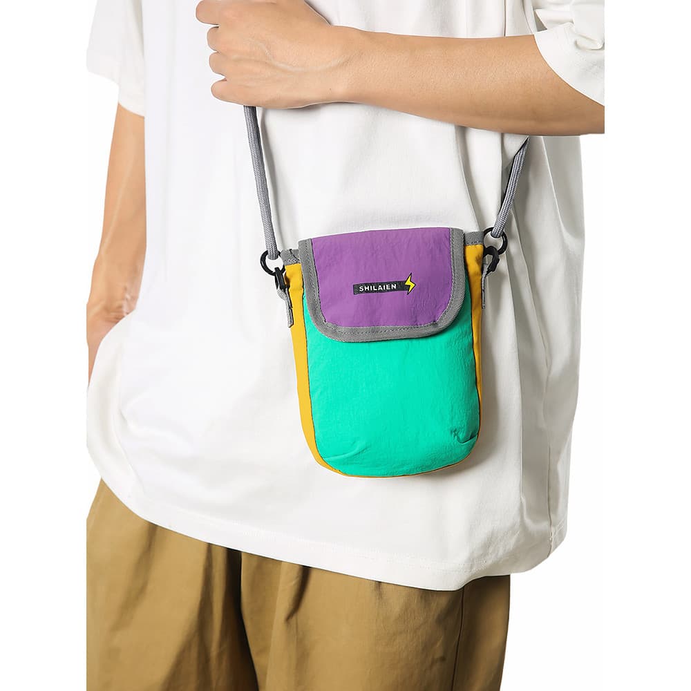 Ins Street Wear saco do mensageiro nicho High-End contraste cor saco do telefone móvel ao ar livre portátil pequena moch