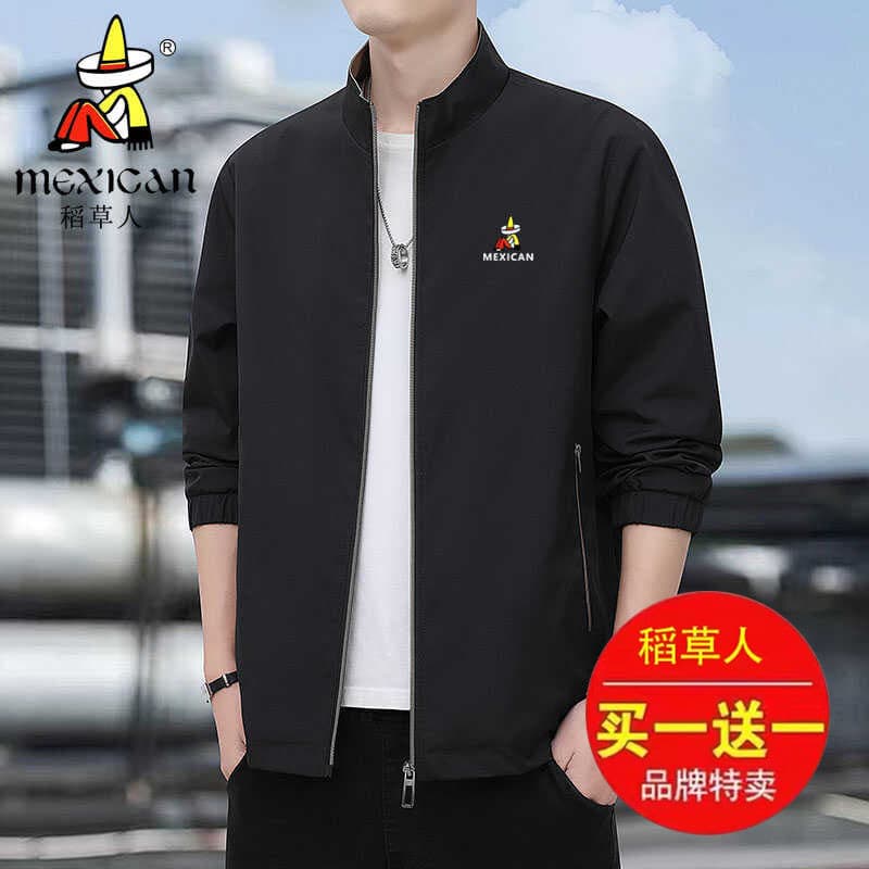 Espantalho masculino cor sólida gola alta jaqueta primavera outono negócios Casual magro-ajuste roupas superiores médio