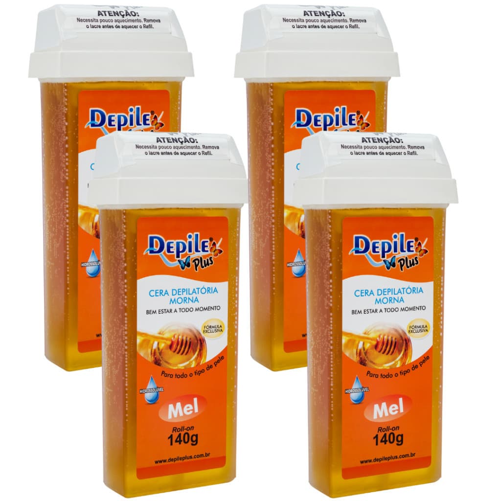 Kit 4 Ceras Hidrossolúveis Depile Plus Mel 140g Original