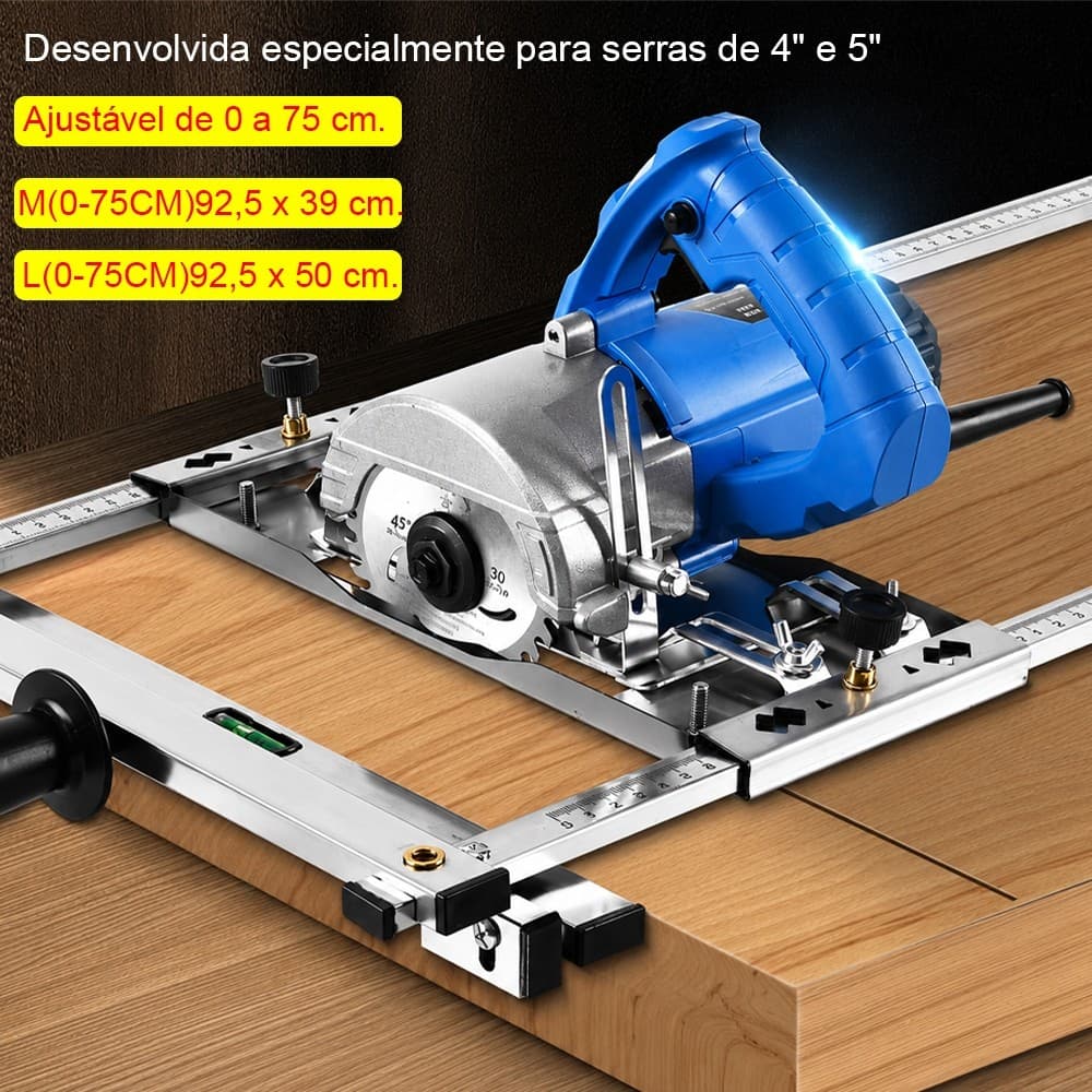 Guia De Corte Reto Em METAL P/ Serra Circular Com Nivel Integrado 4-5" 22/33cm