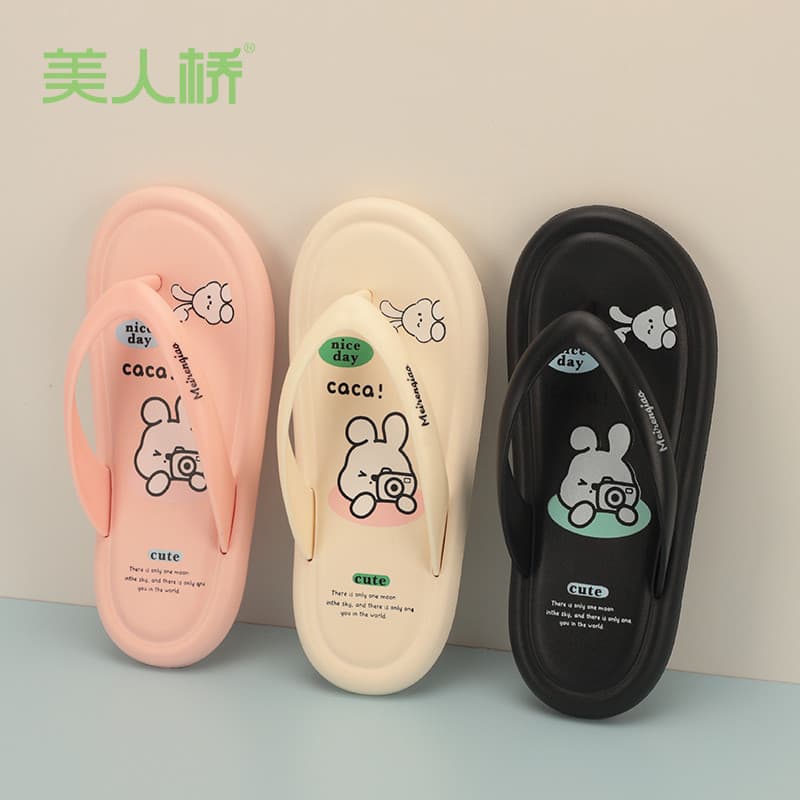 Beauty Bridge Flip-Flops Mulheres Verão 2024 Sola Grossa Exterior Desgaste Chinelos de Praia Ao Ar Livre Simples Sandáli