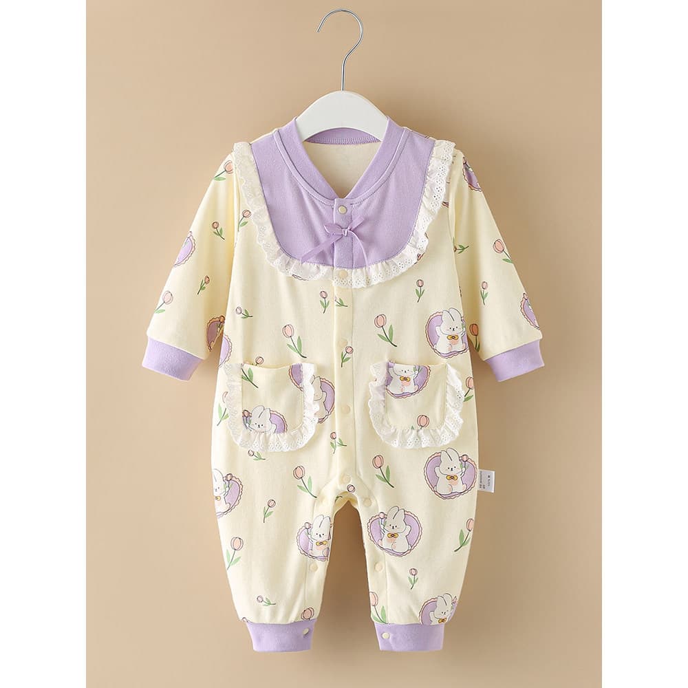 Roupas de bebê recém-nascido primavera outono estilo manga comprida macacão de menina mês inteiro macacão 0-1 anos de id