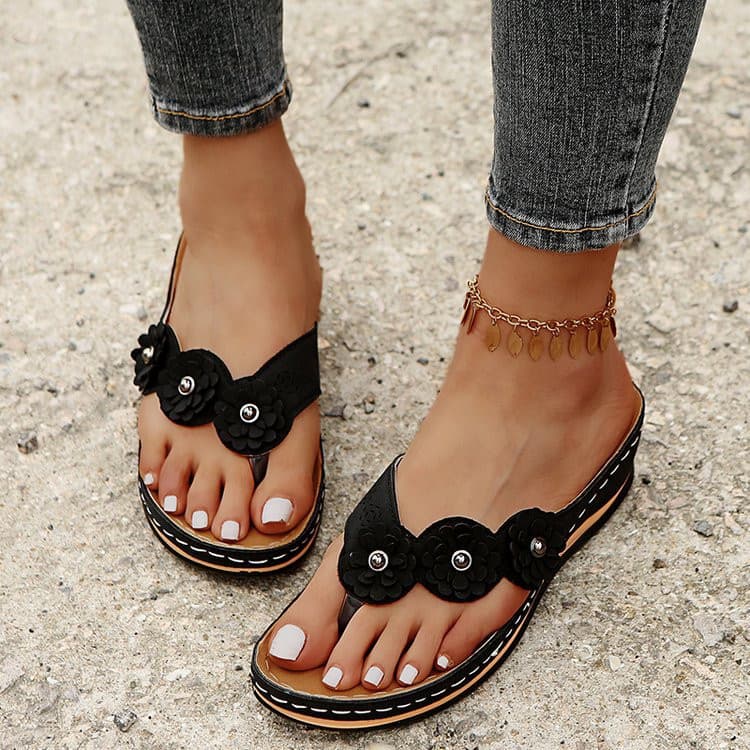 2025 novo estilo sandálias chinelos tamanho grande feminino comércio exterior Flip-Flops sapatos femininos três flores s