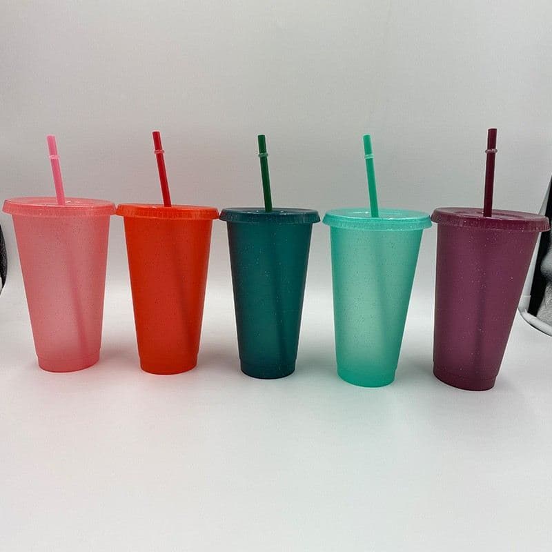 Verão novo estilo criativo copo de água lantejoulas Glitter copo de palha plástico Multi-especificação Design de palha c