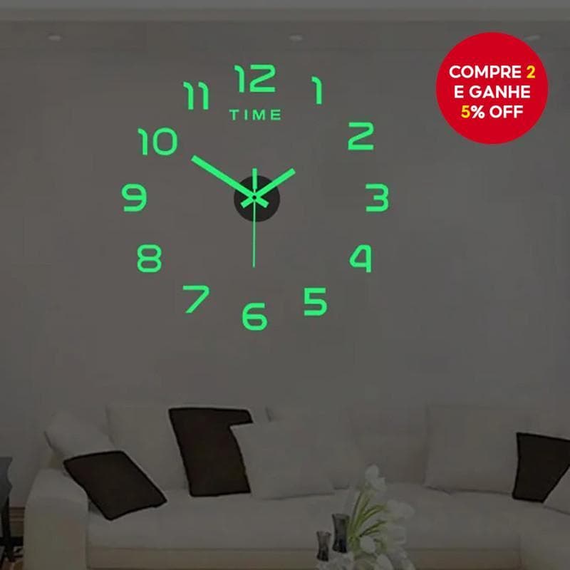 Relógio De Parede Luminoso 3D Adesivo DIY Estéreo Digital Para Decoração De Casa E Férias