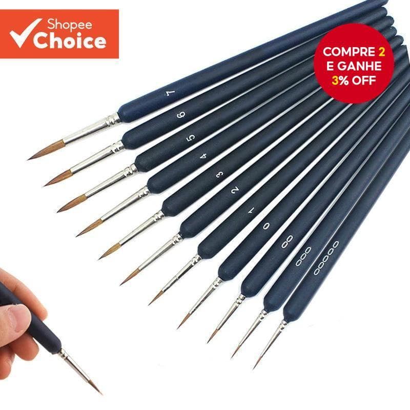 11 Pçs/set Miniatura Gancho Linha Caneta Arte Pintura Pincéis Para Aquarela Tintas A Óleo Pintados À Mão