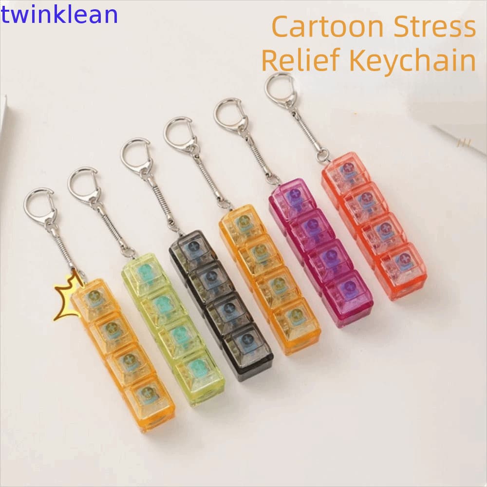 Teclado TWINKLEAN Fidget Com LED , Pingente De Tecla De Cristal De Eixo Transparente Leve , Luminoso