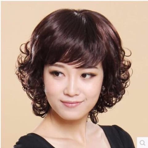 Peruca feminina de meia-idade idosos peruca enviar mãe médio curto cabelo encaracolado Natural fofo forçado peruca compl