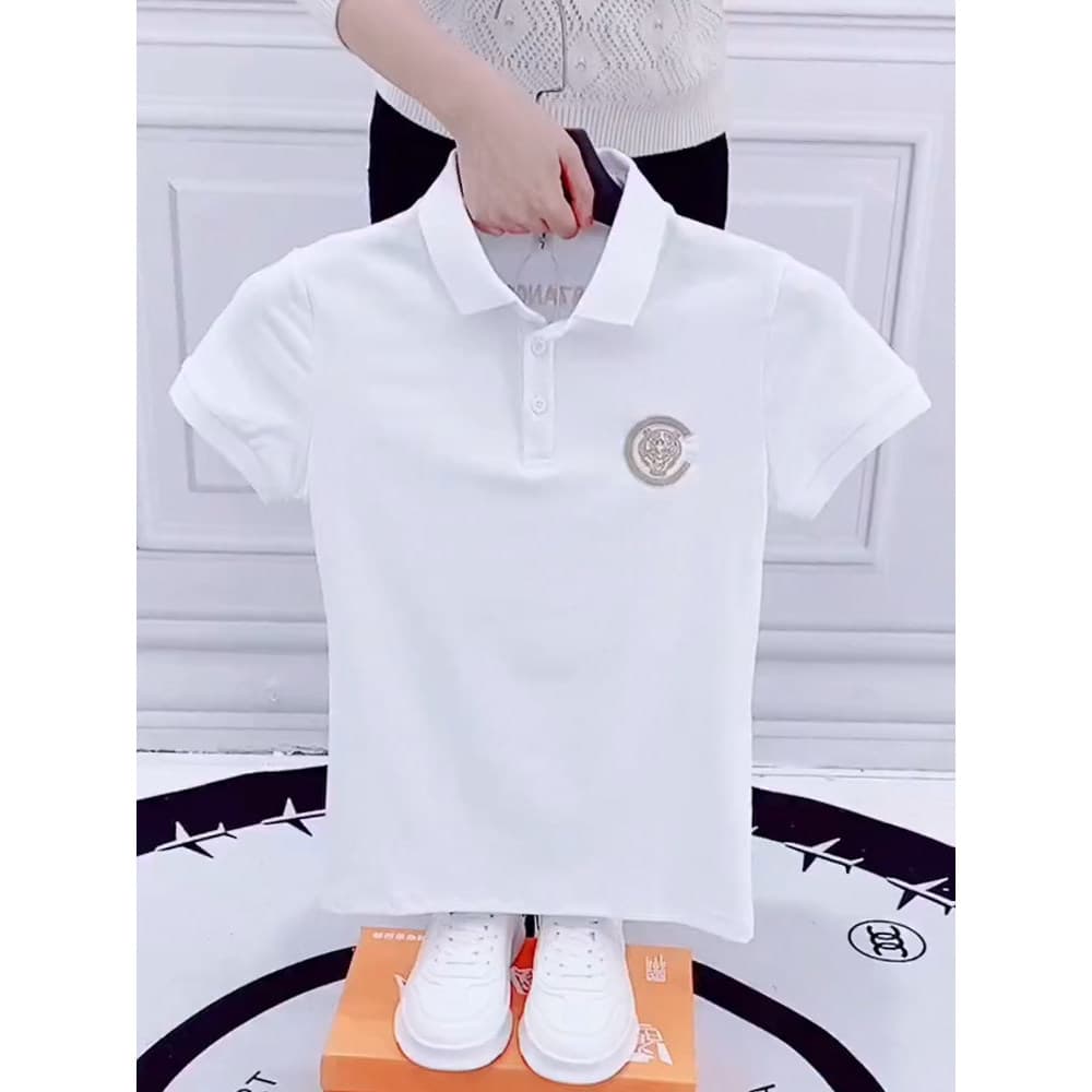 Verão Street Wear camisa POLO de manga curta masculino letras bordadas versão coreana influenciador lapela camiseta na m