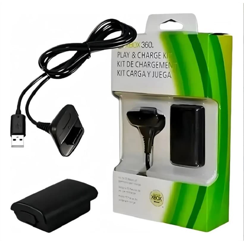 Kit Carregador E Bateria Slim Xbox 360 Bivolt 4800mah Usb 1.8m 127/220v