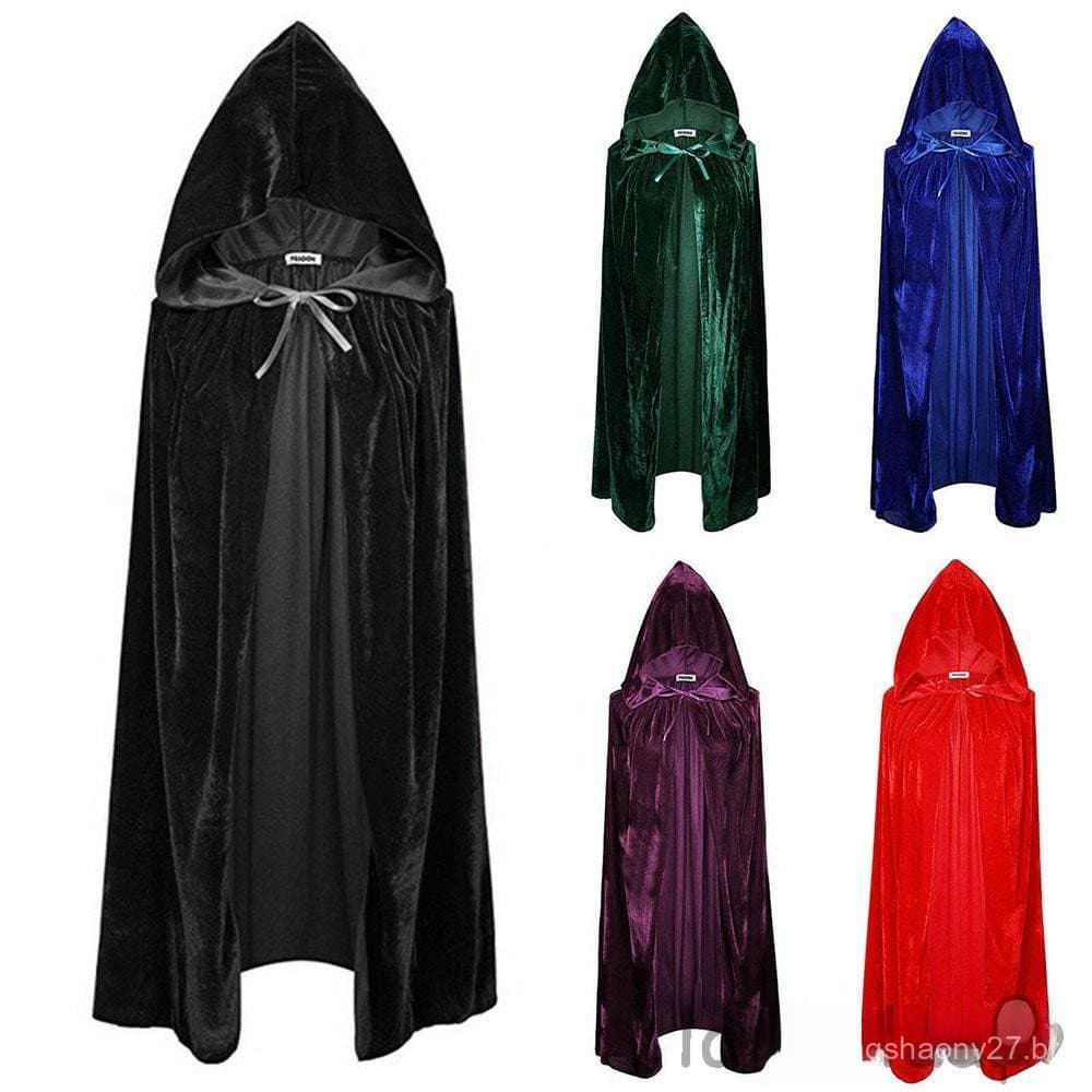 Capa de Veludo para Adultos, Fantasia Medieval com Capuz, Bruxa Wicca, Fantasia de Vampiro, Casacos de Halloween 5 7ZPO