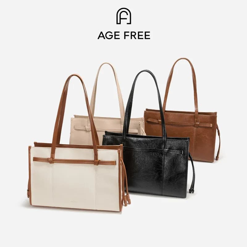 AGE FREE Bolsa Tote Couro Reforçada Confortável Moda Diária e Profissional