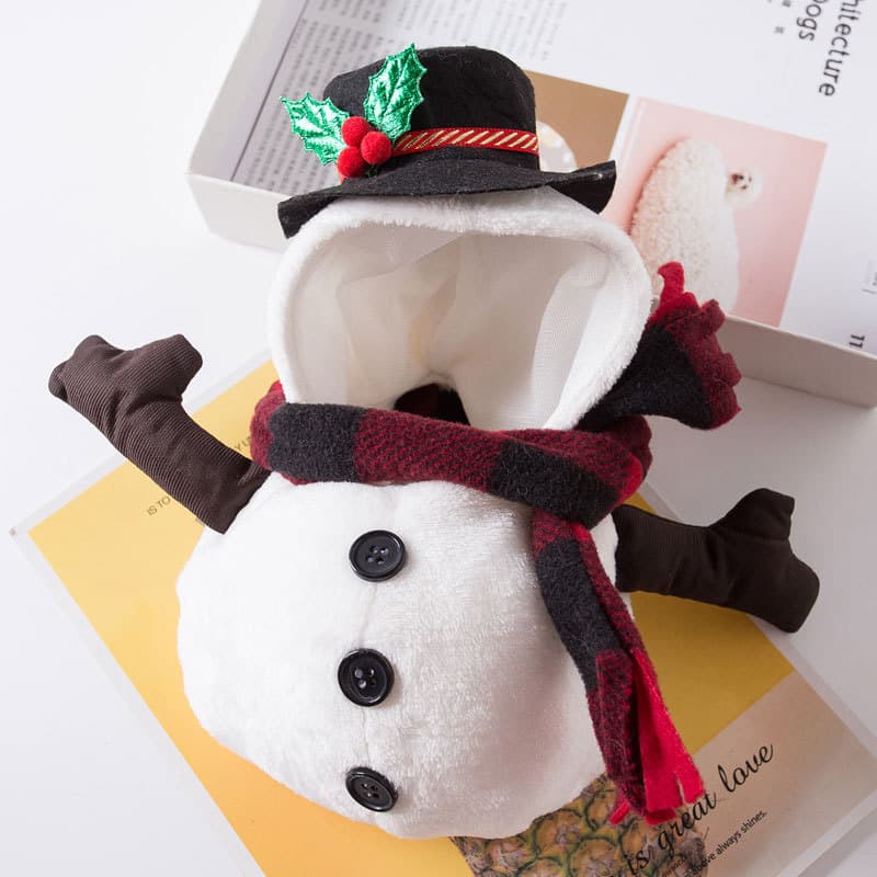 Novo estilo animal de estimação roupas engraçadas filhote de cachorro gato natal branco boneco de neve manto transformaç
