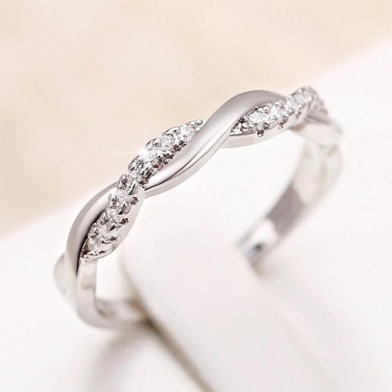 Anel De Dedo Feminino Extravagante , Faixa Torcida Com Zircônia Cúbica Brilhante , Anéis De Noivado De Casamento Quente
