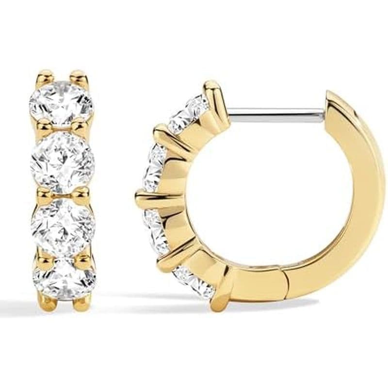 Brincos Huggie Banhados A Ouro 14k ASHINE Para Mulheres , Pequenos Hipoalergênicos De Aço Inoxidável Com Punho De Argola