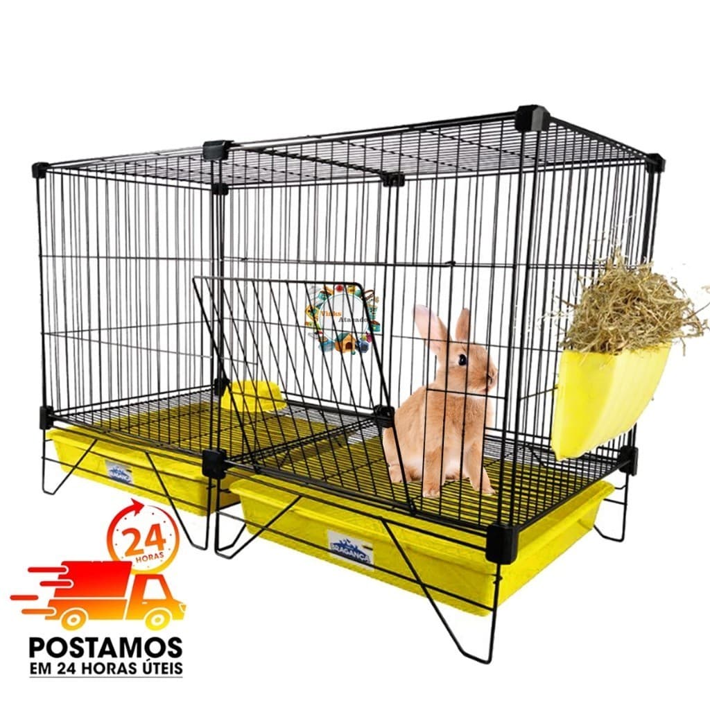 Gaiola Grande Cercadinho Para Porquinho da India Coelho Chichila Roedores Porta Feno COMPLETA