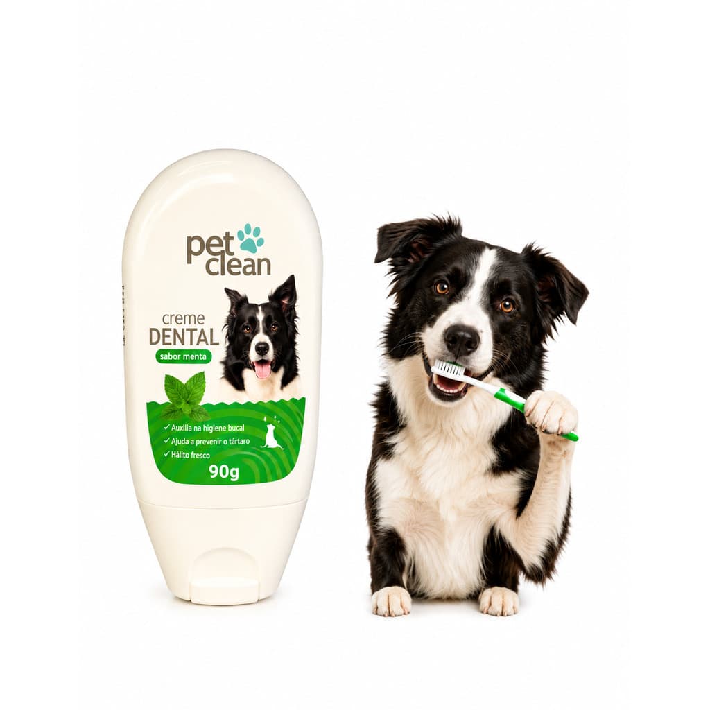 Pasta de Dente Creme Dental Cães Gatos Pet Clean 90g - Menta