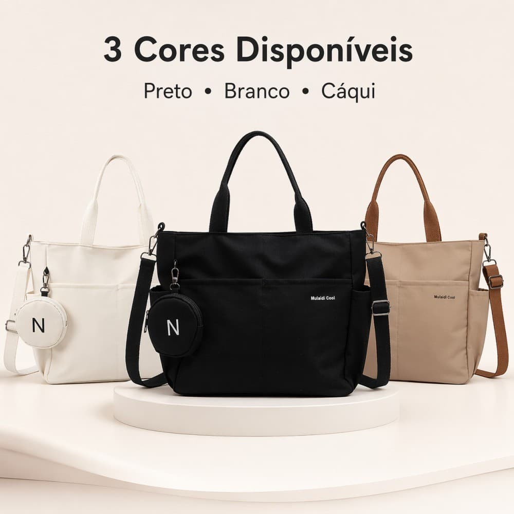 Bolsa Impermeável Grande Feminina Estilo Japonês Harajuku Ombro Único Lona Escolar Casual