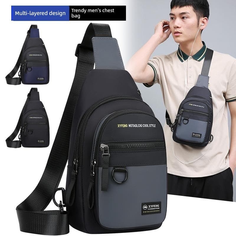 Bolsa de peito masculina de grande capacidade, versão coreana, novo estilo, tecido Oxford, à prova d'água, bolsa mensage
