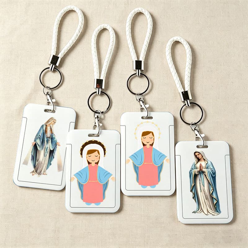Porta-Cartões Religiosos Da Virgem Maria , Protetor De Crachá De Identificação De Estudante Devocional Para Cartão De Re