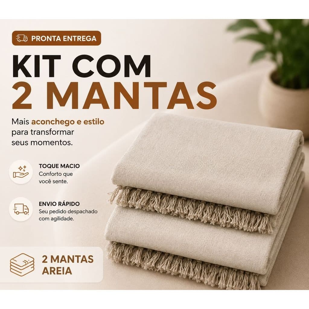 Kit COM 2 Mantas Para Sofá e Cama grande 2,10x1,20 Decorativa Protetora Premium direto da fabrica