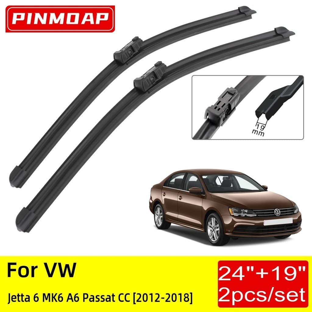Para VW Jetta 6 MK6 A6 Passat CC 2012 2013 2014 2015 2016 2017 2018 Lâminas De Limpador Dianteiro 24 " + 19 " Escovas Co