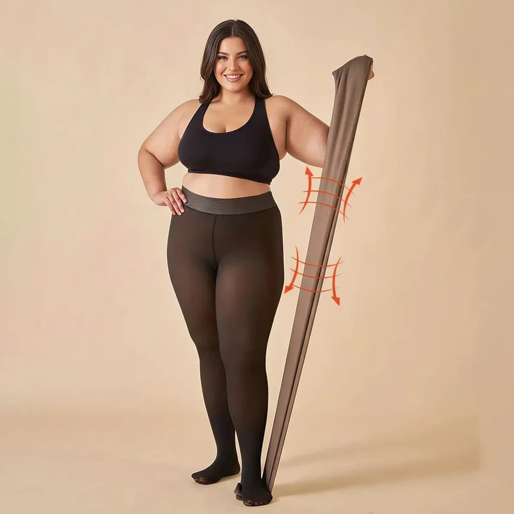 Meia Calça Quente Feminina Peluciada Plus Size  Translucida Lã Pelinho Térmica C/ Pé