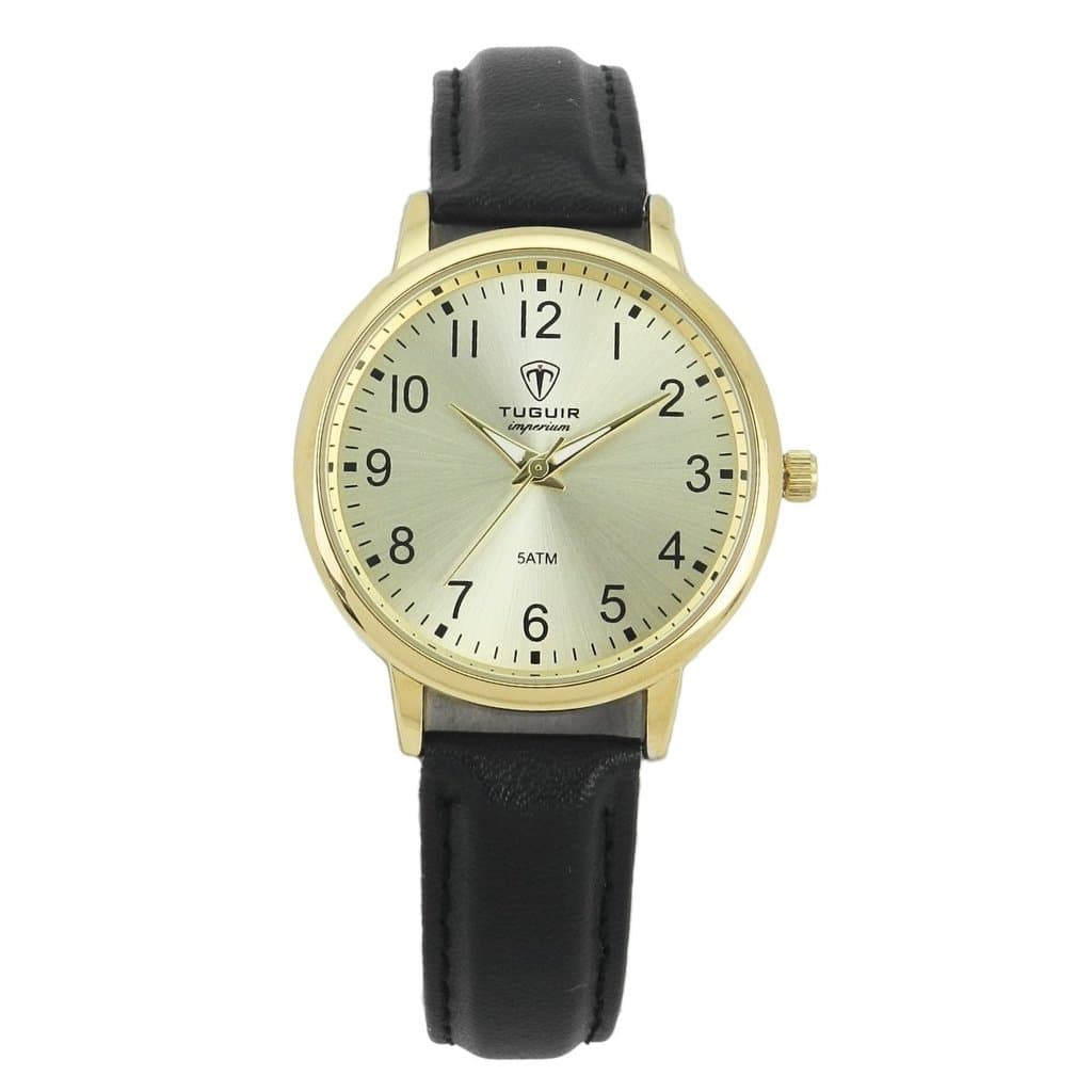Relógio Unissex Tuguir Analógico Imperium TG30498 Dourado e Preto, 5ATM, LUXUOSO, CHARMOSO, FASHION,