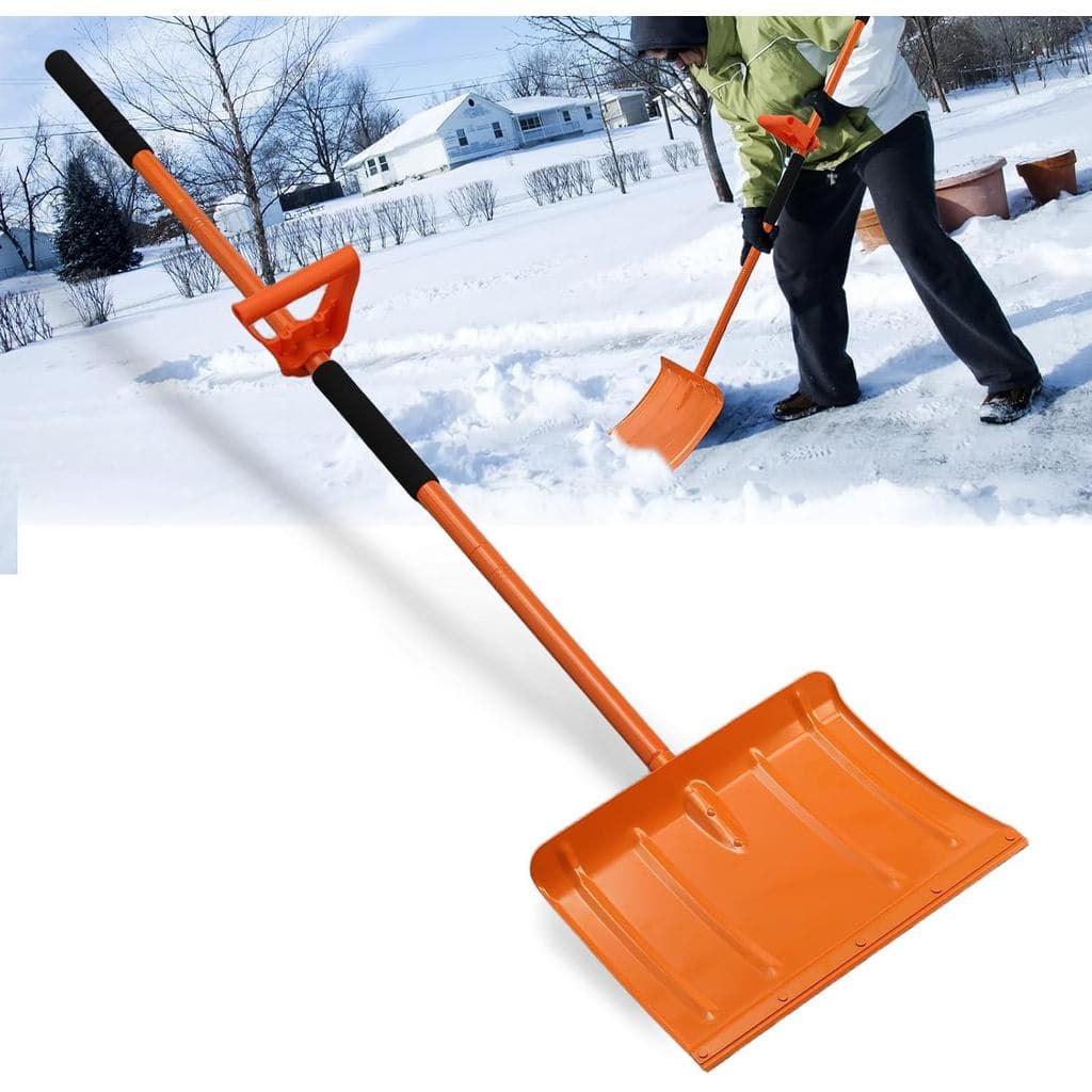Pá de Neve Grande e Resistente para Entrada de Veículos, Empurrador de Neve Portátil de 67,3", Pá de Metal com Lâmina de