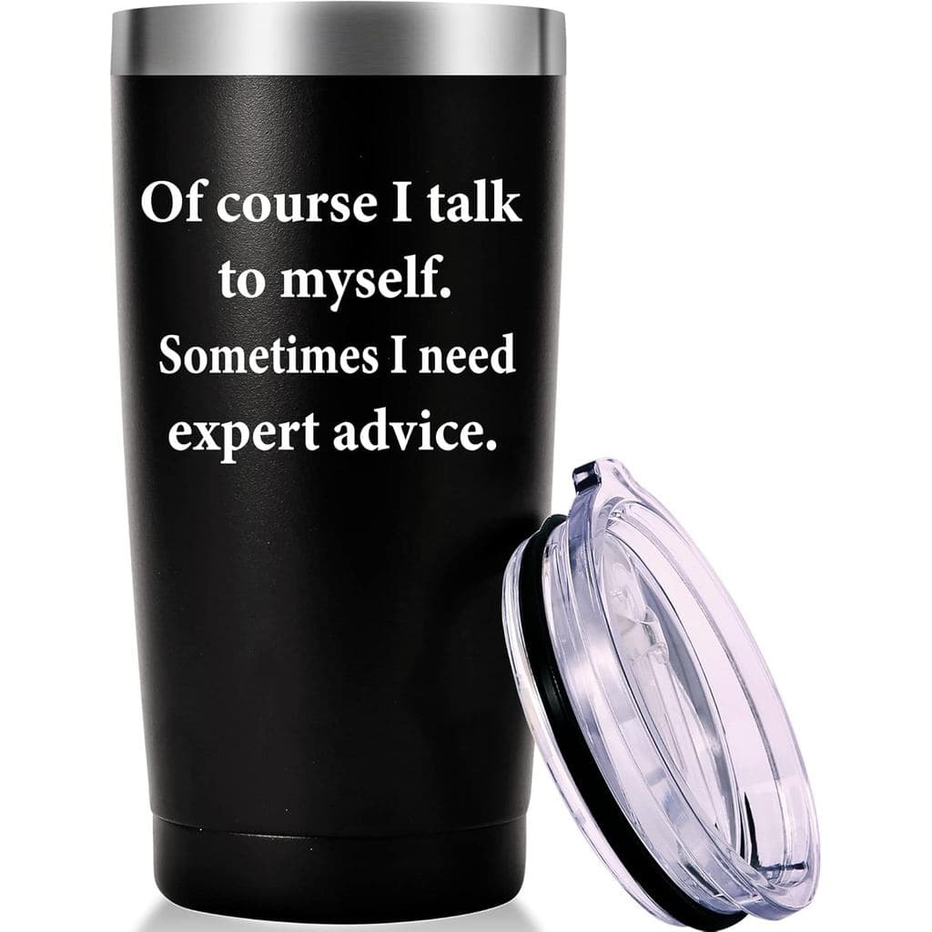 AMZUShome Caneca de Viagem com a Frase 'Claro que falo comigo mesmo'. Presentes com Mensagens Engraçadas. Presentes para